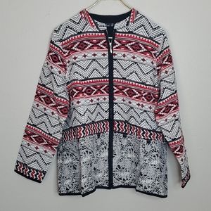 Phool Southwestern Printed Quilted Zip Up Jacket